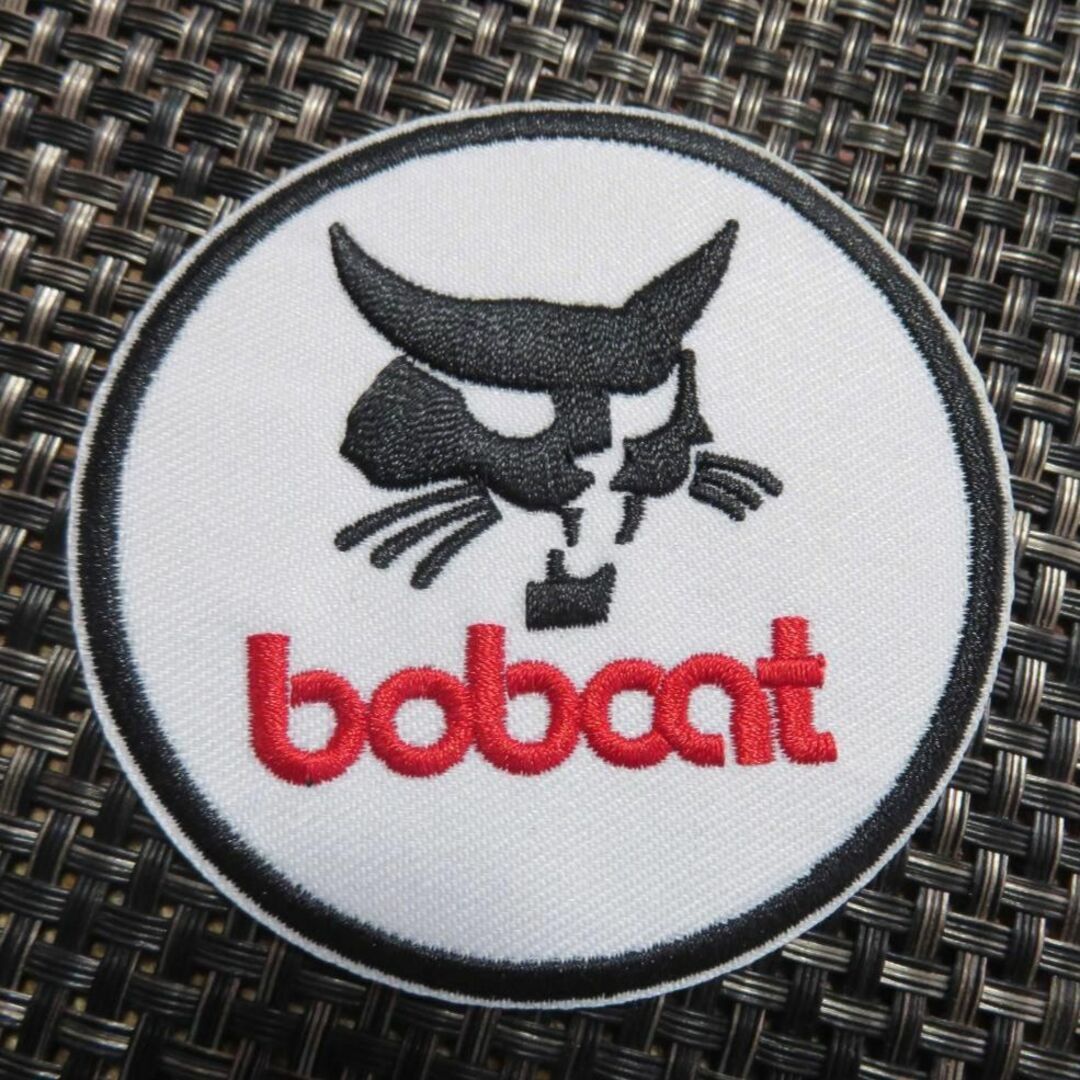 白黒円型bc山猫■新品 ボブキャットBobcat アメリカ　重機　建設機械　 刺繍ワッペン ■サバゲー　ミリタリー　リメイク■ 衣類・衣服DIY 