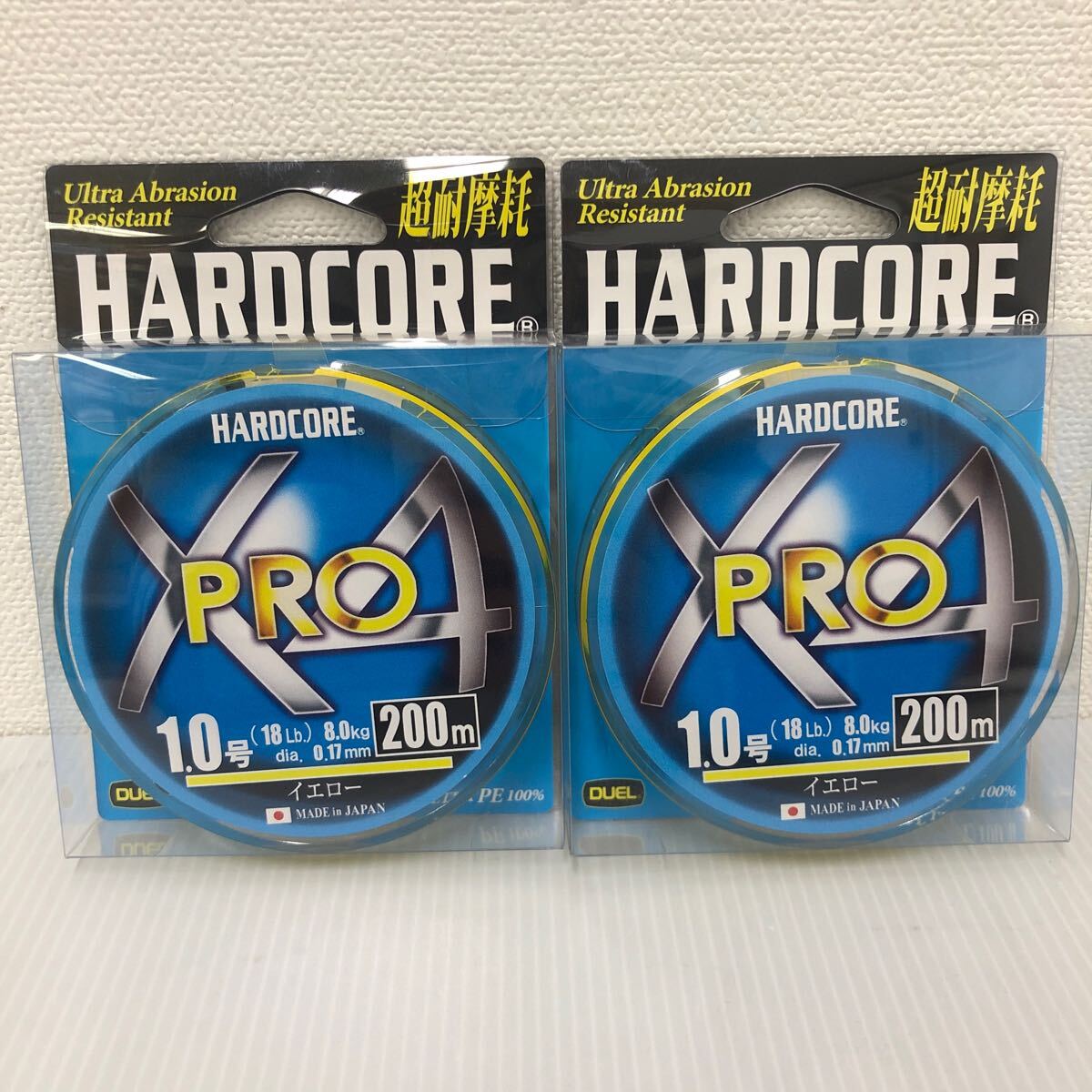 DUEL (デュエル) HARDCORE (ハードコア) PEライン 1号 HARDCORE X4 PRO 200m イエロー H3867-Y 2個セット【新品未使用品】N2993_画像1