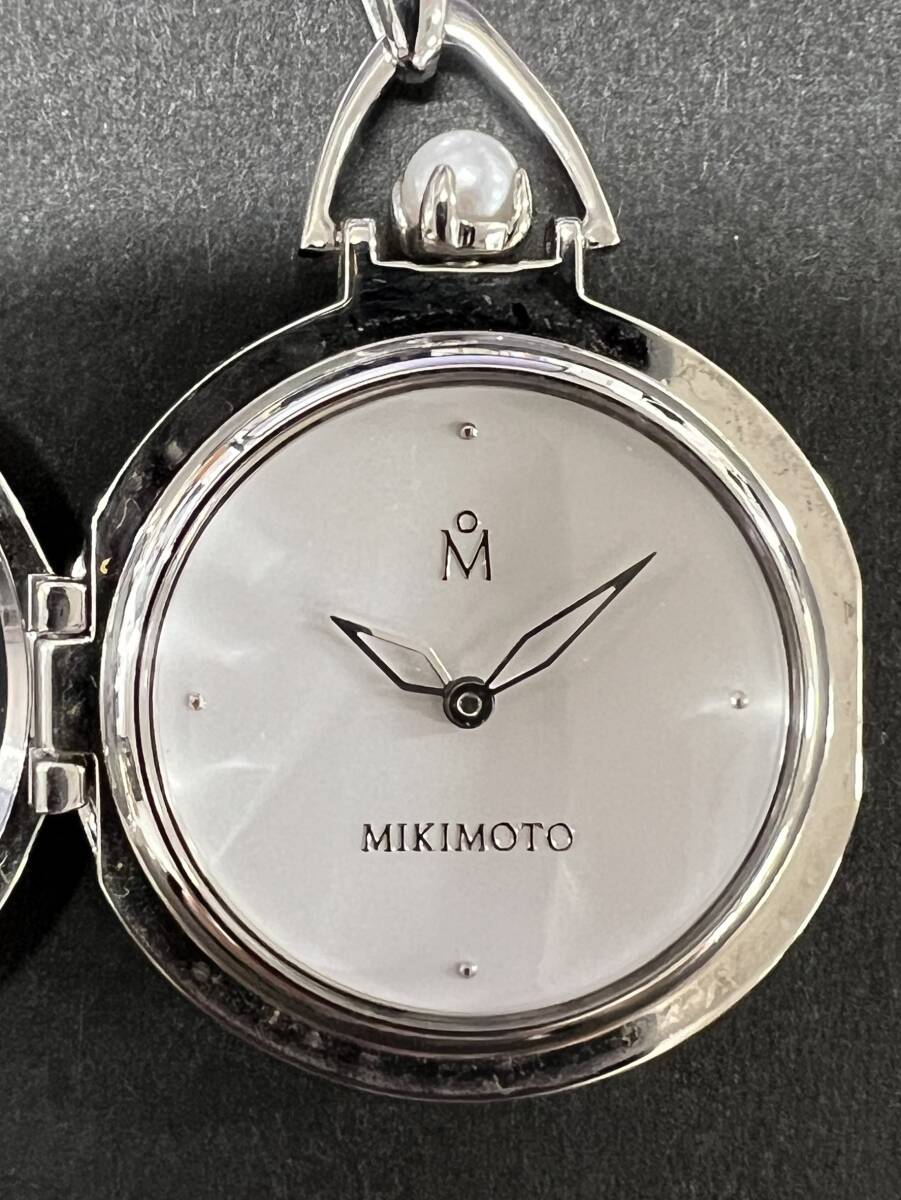 0002-0252 1円出品 ミキモト MIKIMOTO 時計 懐中時計 ペンダントウォッチ SILVER シルバー 925 刻印 あり 真珠 パール付 不動品 稼動未確認_画像6