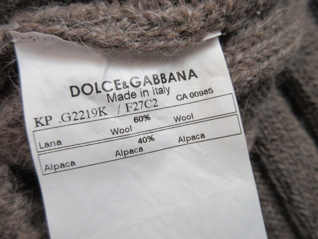  Dolce & Gabbana DOLCE&GABBANA V neck meat thickness low gauge alpaca wool rib knitted 52