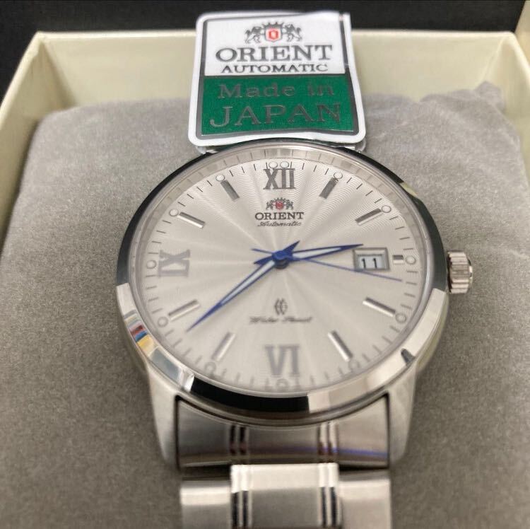 【1円スタート】ORIENT オリエント メンズウォッチ　腕時計 自動巻き　ER1T-CO-B デイト 3針　青針　アナログ　シルバー　未使用保管品_画像3