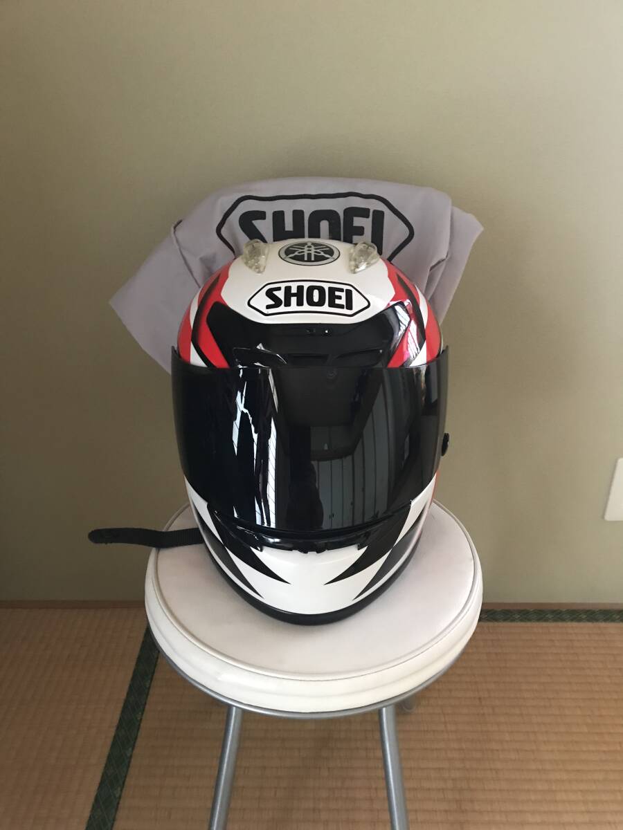 SHOEI　 ショウエイ　ヘルメット　赤/白　フルフェイス　Mサイズ　YAMAHA　ヤマハ　コラボ品　MFJ公認　ヘルメット袋　付き_画像1