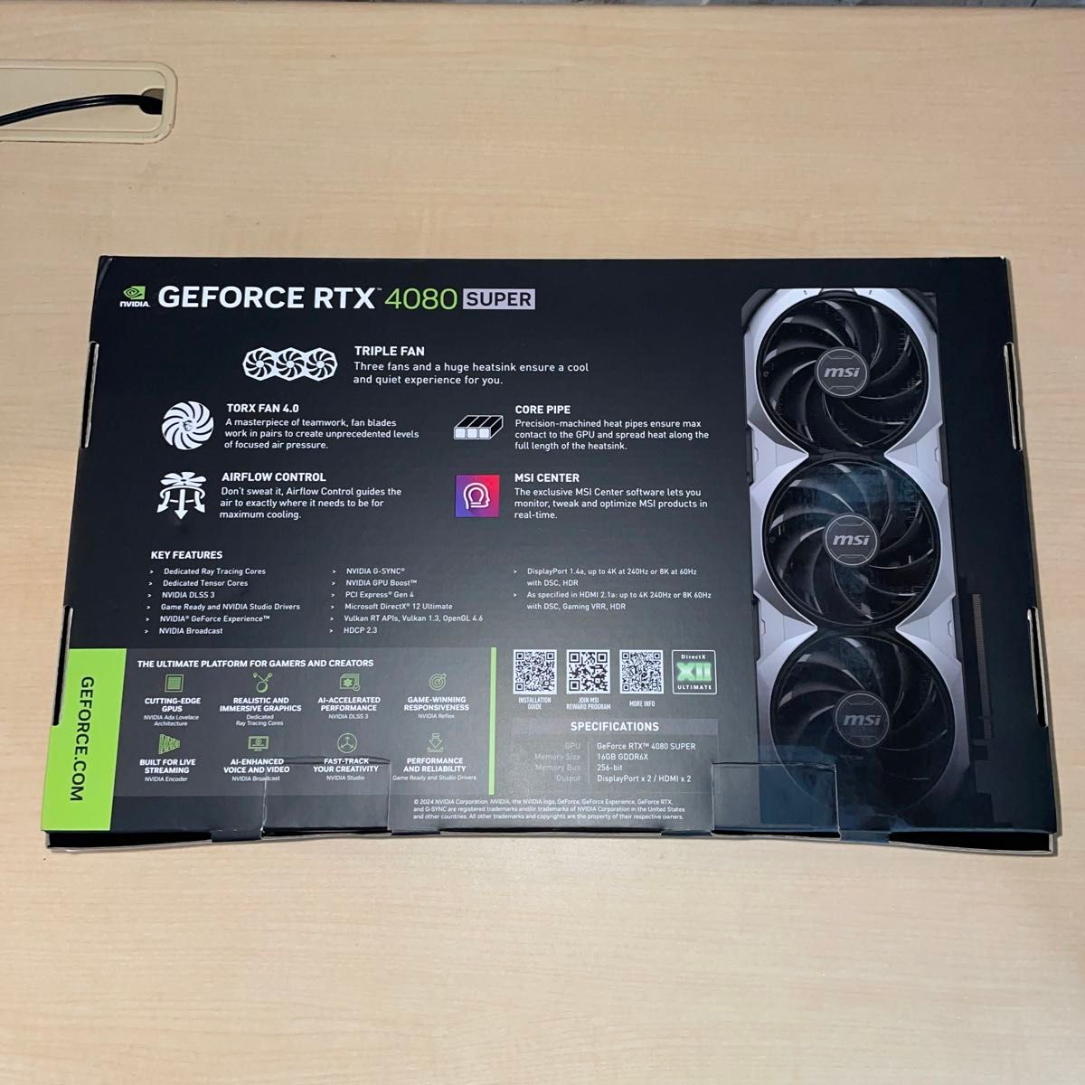 未使用品 MSI GeForce RTX 4080 SUPER 16G VENTUS 3X OC/A 未使用品 MSI GeForce RTX 4080 SUPER 16G VENTUS 3X OC/A