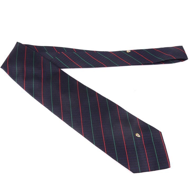  Fendi бренд галстук полоса рисунок эмблема шелк мужской темно-синий FENDI