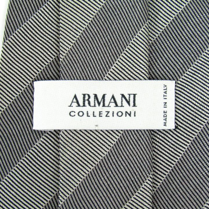 アルマーニコレッツォーニ ブランドネクタイ ストライプ柄 シルク イタリア製 メンズ グレー ARMANI COLLEZIONI_画像3