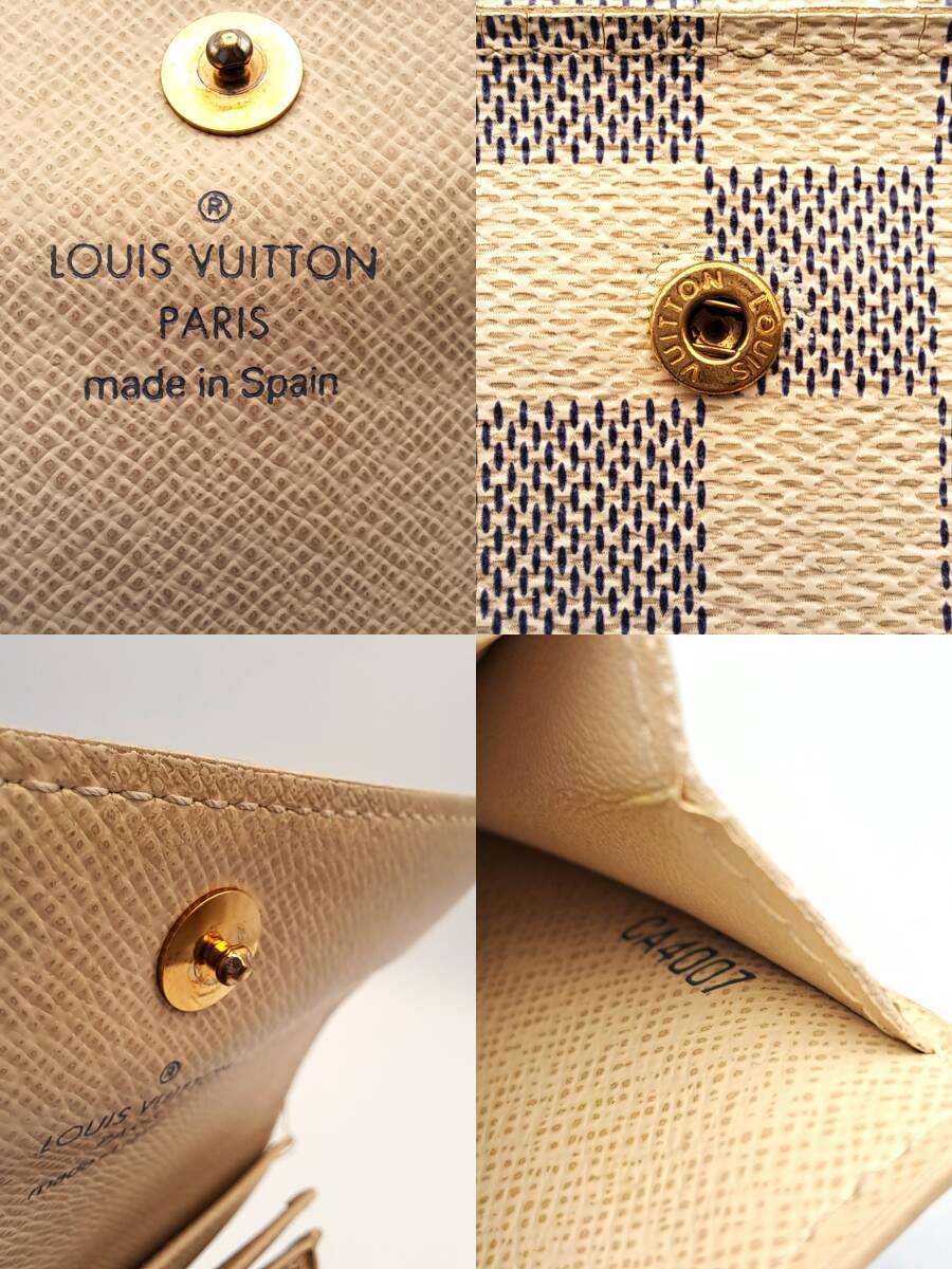 LOUIS VUITTON ルイヴィトン ポルトフォイユアレクサンドラ N63068 ダミエアズール 三つ折り財布 ウォレット レディース メンズ 現状品_画像10