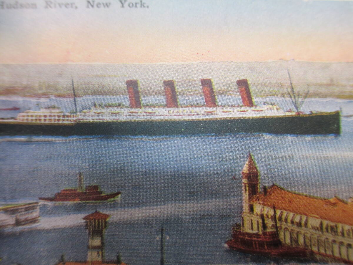 　ニューヨーク　ハドソン川　アンティークポストカード 　No1819_画像1