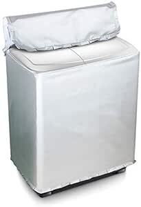 [Mr. You ]洗濯機カバー 二層式専用 独立の水入口のデザイン シルバー生地アップグレード (M, シルバーの画像1