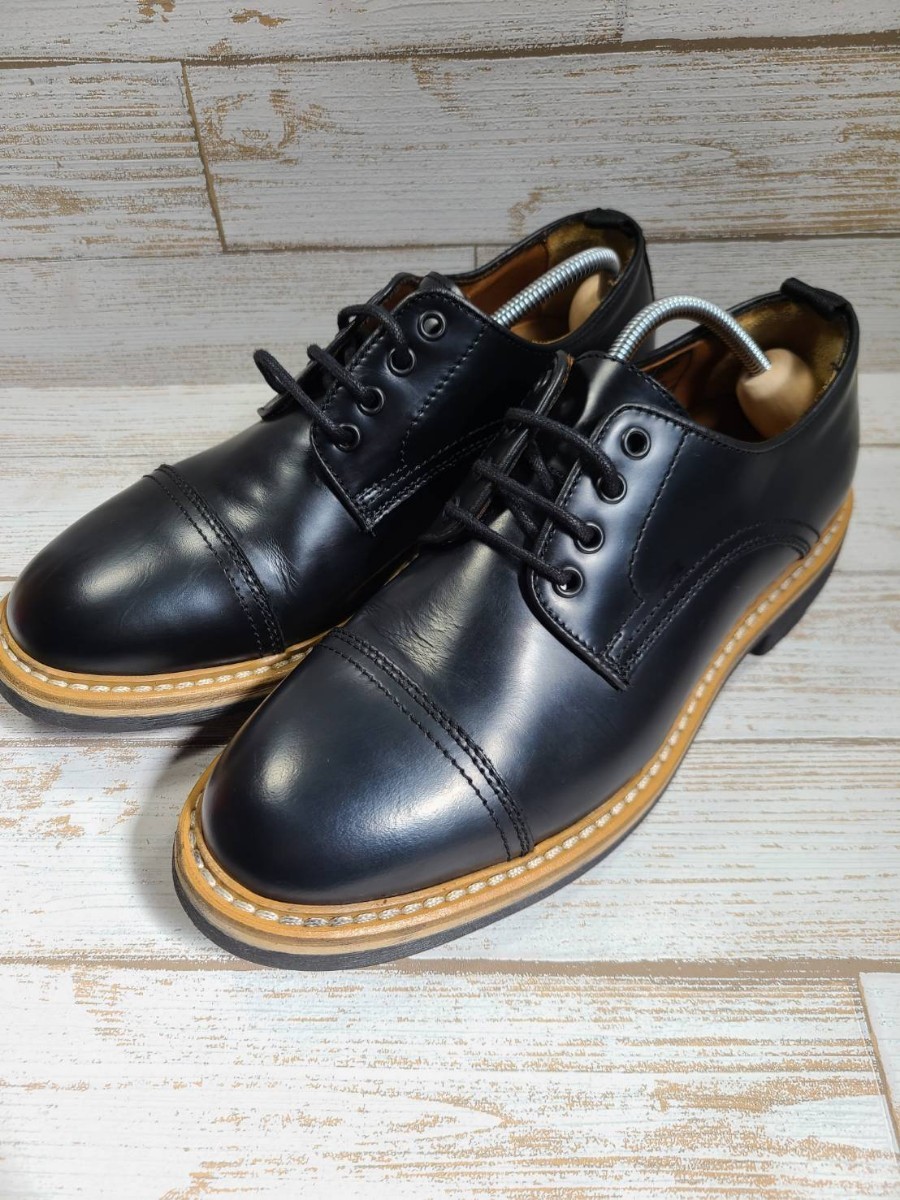 ジャンカルロモレリ レザーシューズ 25.5cm ブラック 黒 レザー ストレートチップ ビジネスシューズ ブラック 紳士靴 本革 革靴