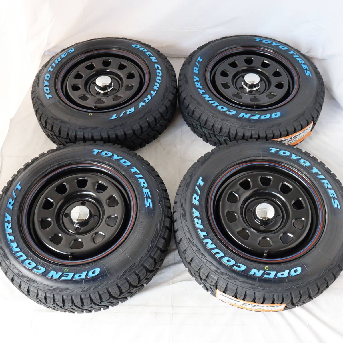 新品 デイトナ 14-6.0J＋30 4-100 ブラック タイヤ付4本SET 165/80R14 トーヨー OPENCOUNTRY R/T プロボックス アウトレット特価(W2409)_画像1