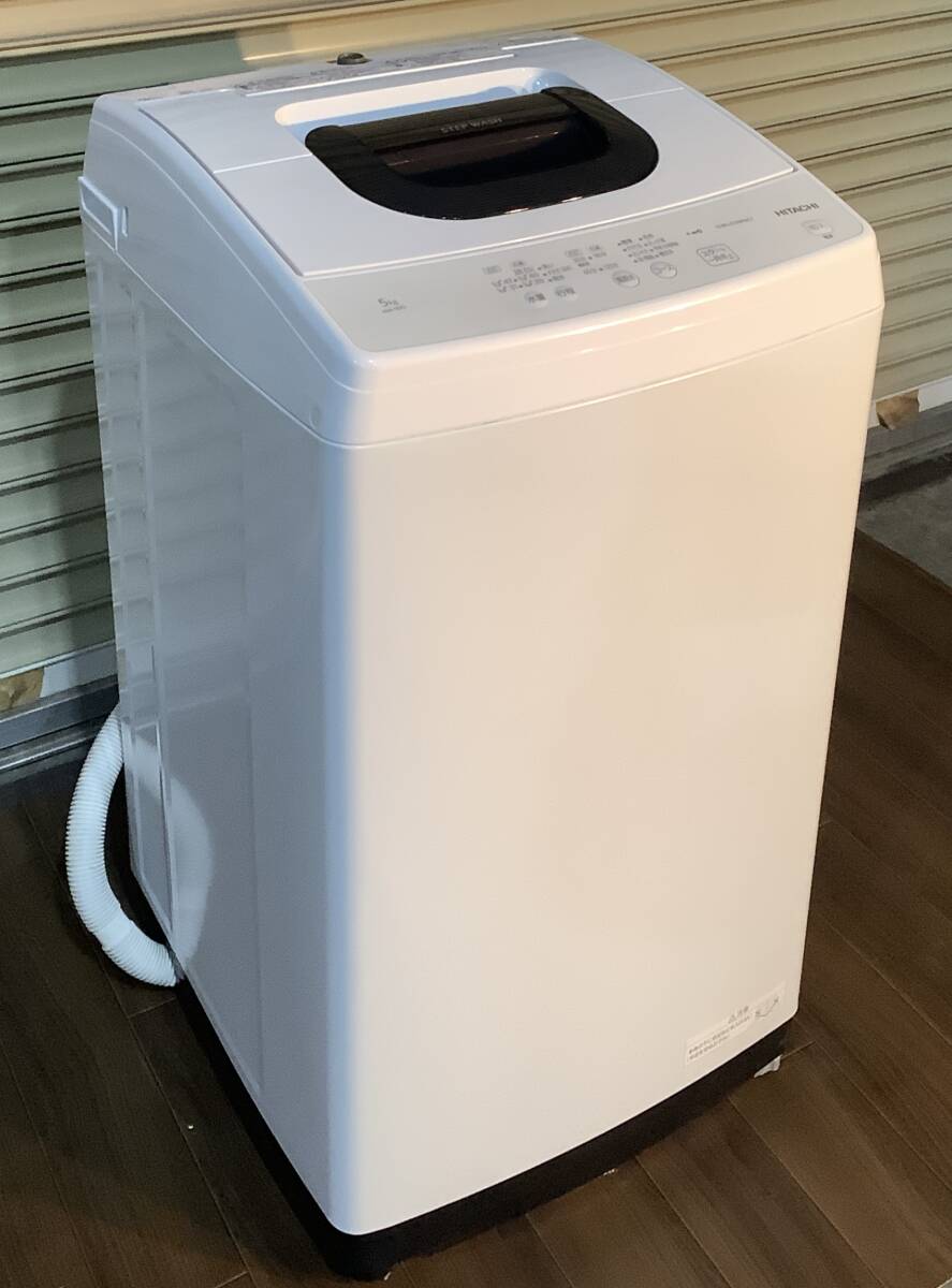 M396【中古・現状品】HITACHI日立 全自動洗濯機 NW-50G（ｗ） 5kg STEP WASH SLIM&COMPACT　2022年製　動作確認済み_画像1
