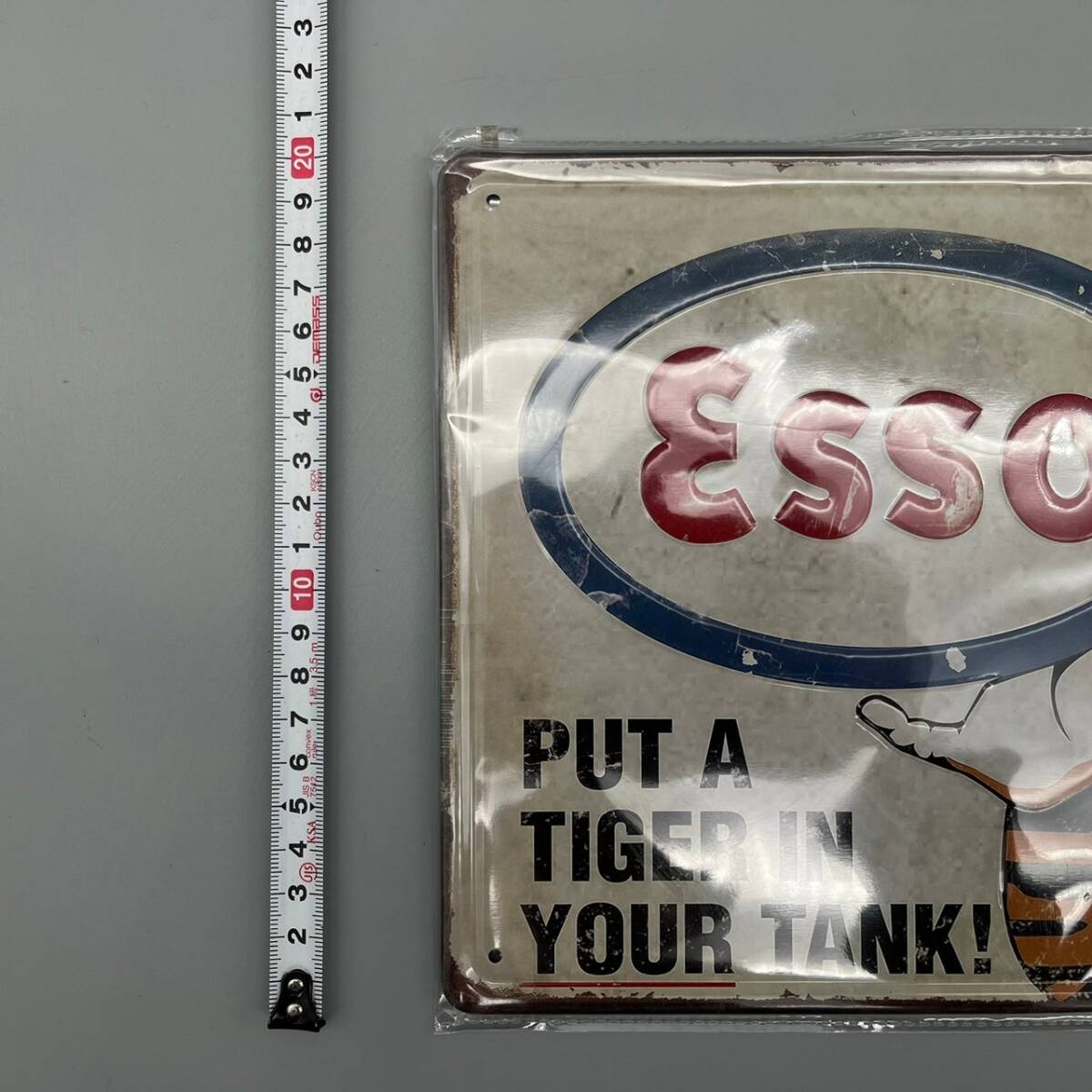 エッソ ブリキ 看板 エッソタイガー ESSO TIGER アメリカ雑貨 ビンテージ風 約20×30㎝_画像7