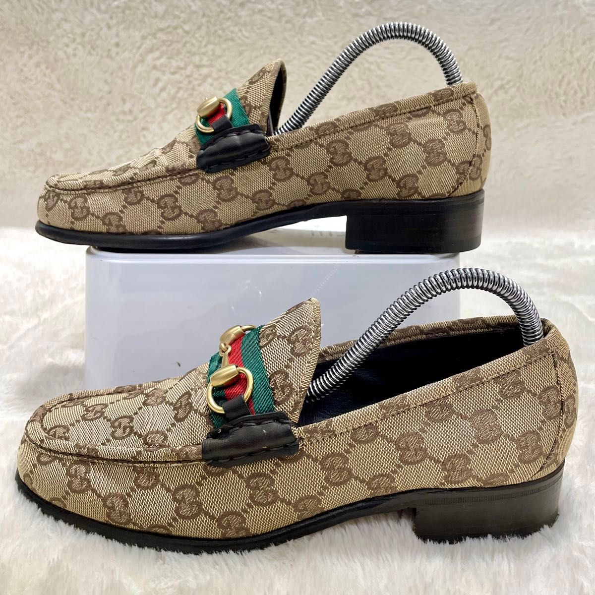 GUCCI グッチ GGキャンバス シェリーライン ホースビットローファー