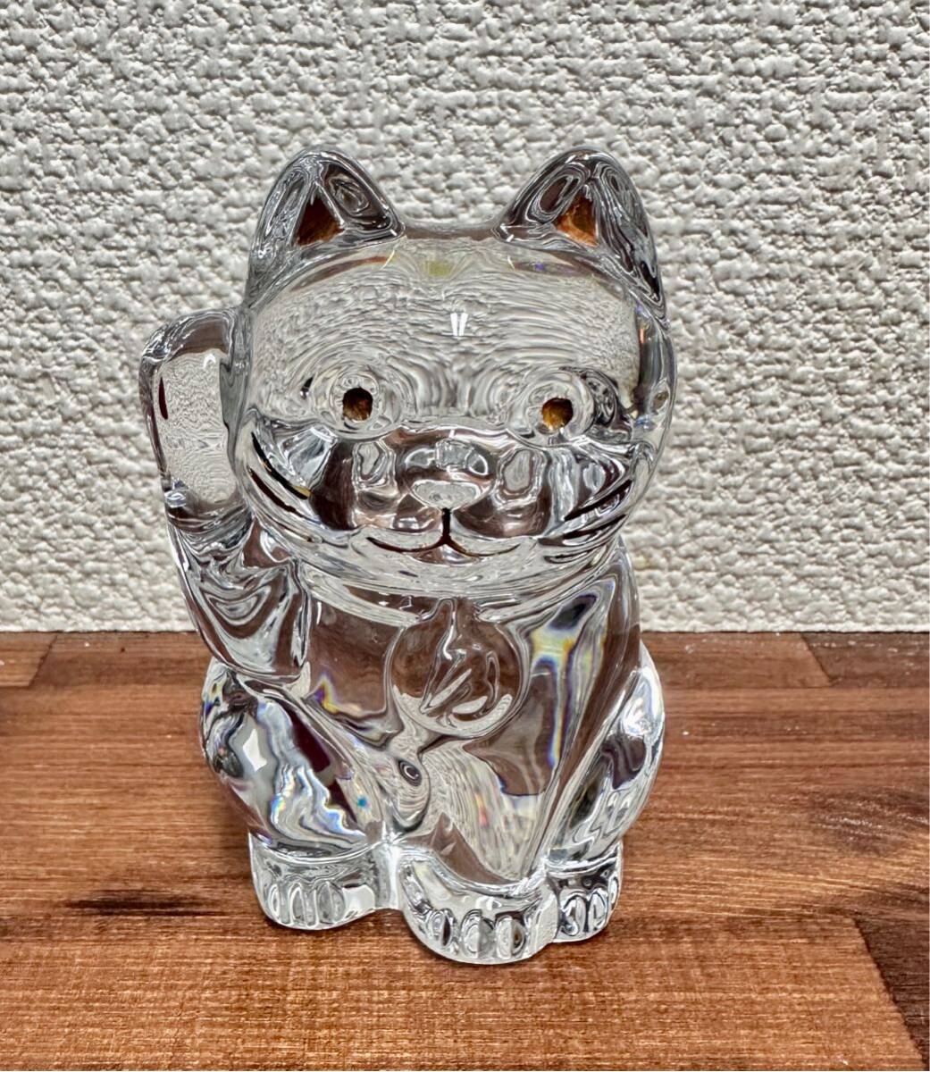 新品未使用 Baccarat バカラ ラッキーキャット 招き猫 クリスタル 置き物 アンティーク 付属品 箱付き_画像3