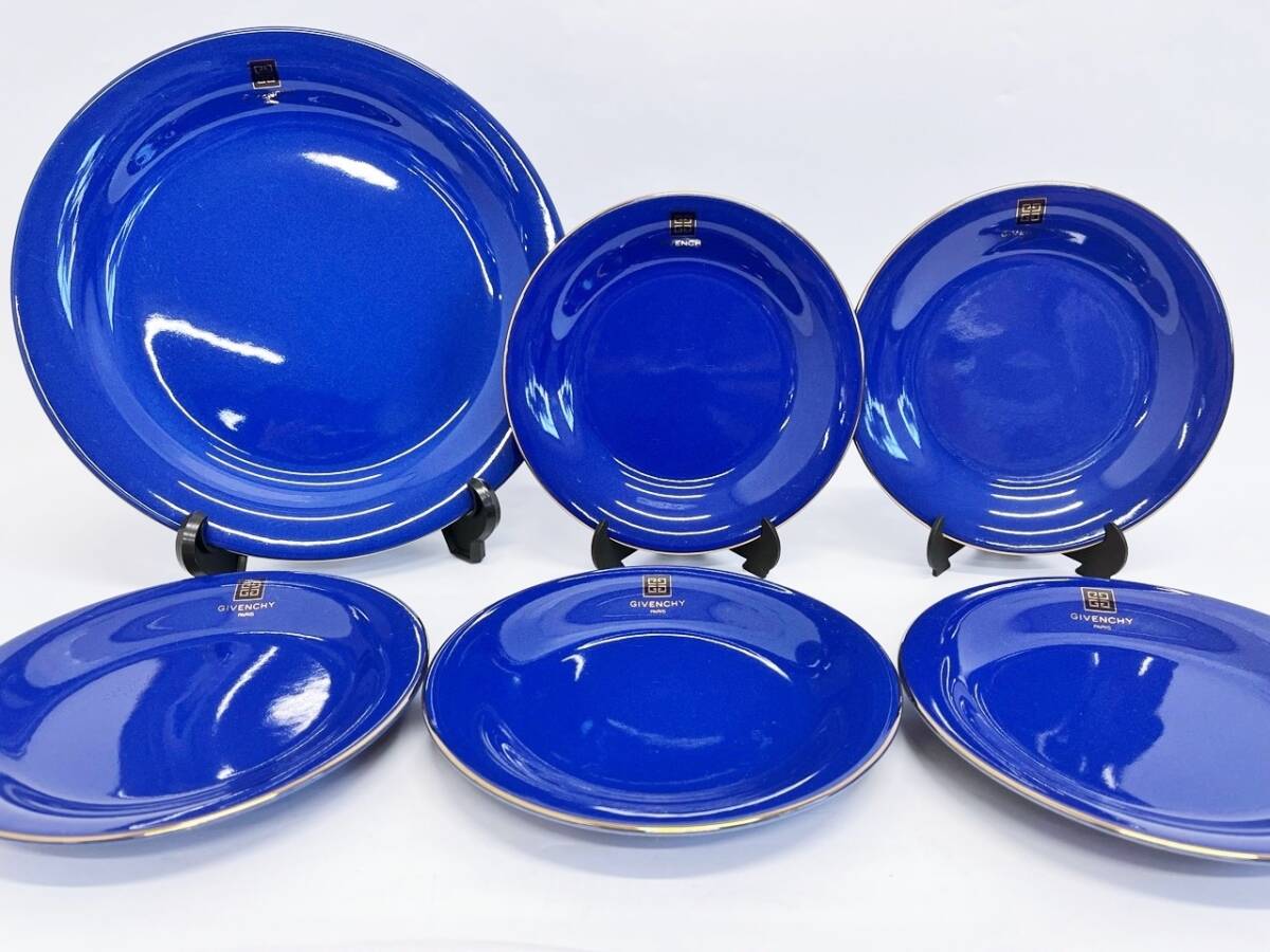 GIVENCHY ジバンシィ ジバンシー 食器セット ネイビー 大皿1枚 中皿5枚 青 ブルー 食器 洋食器 プレート モダン_画像1