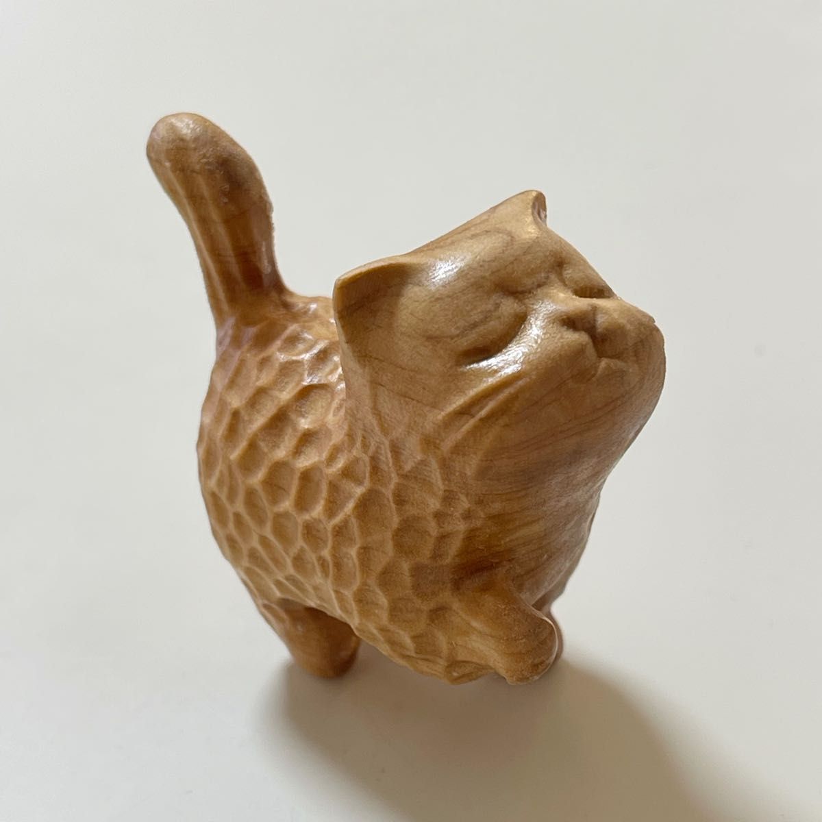 猫置物　一刀彫り　猫彫刻　木彫り猫　ねこ　ネコ　木製猫 猫木彫 古美術 インテリア風水