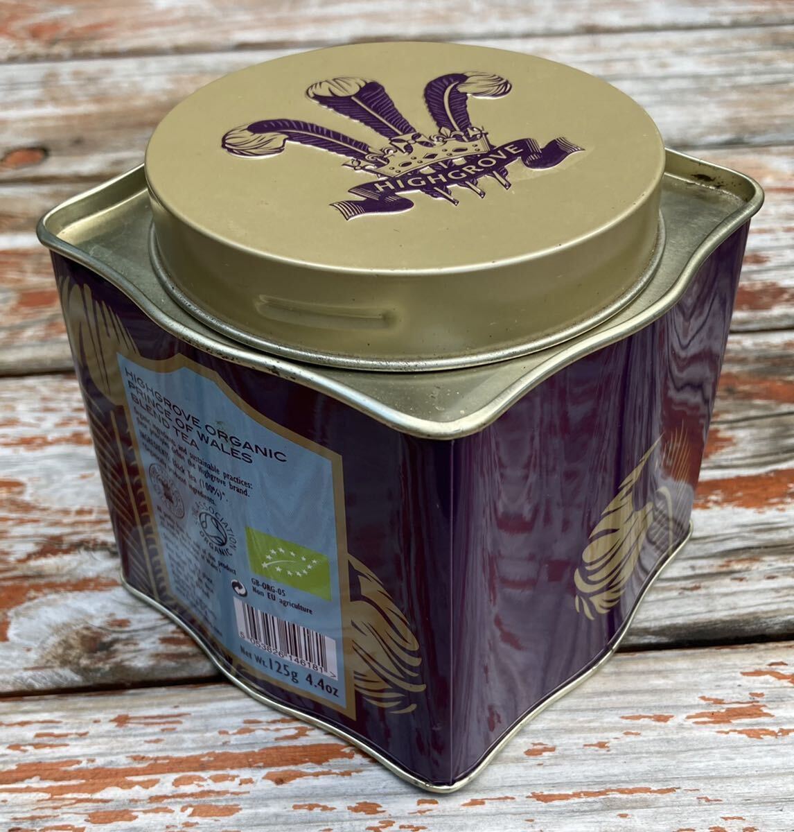 英国王室 チャールズ国王の紅茶ブランド ハイグローブ プリンス オブ ウェールズ ブレンド 紅茶の空き缶 送料無料_画像2