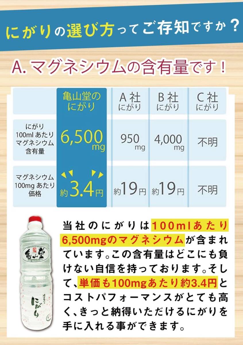 1 亀山堂 マグネシウム 赤いにがり ドリンク 1L [ にがり ＆ 専用小分けボトル20ml ＆ 説明書付き ］ 豆腐_画像3