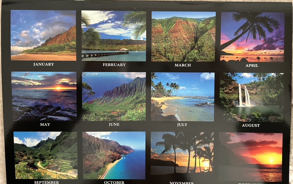 新品Hawaii 2024 ハワイアン 12か月 壁掛けカレンダー (カウアイ島ガーデンアイ)の画像3