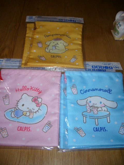  Asahi drink Sanrio character original design pouch pouch all 3 kind x2 set new goods unused 