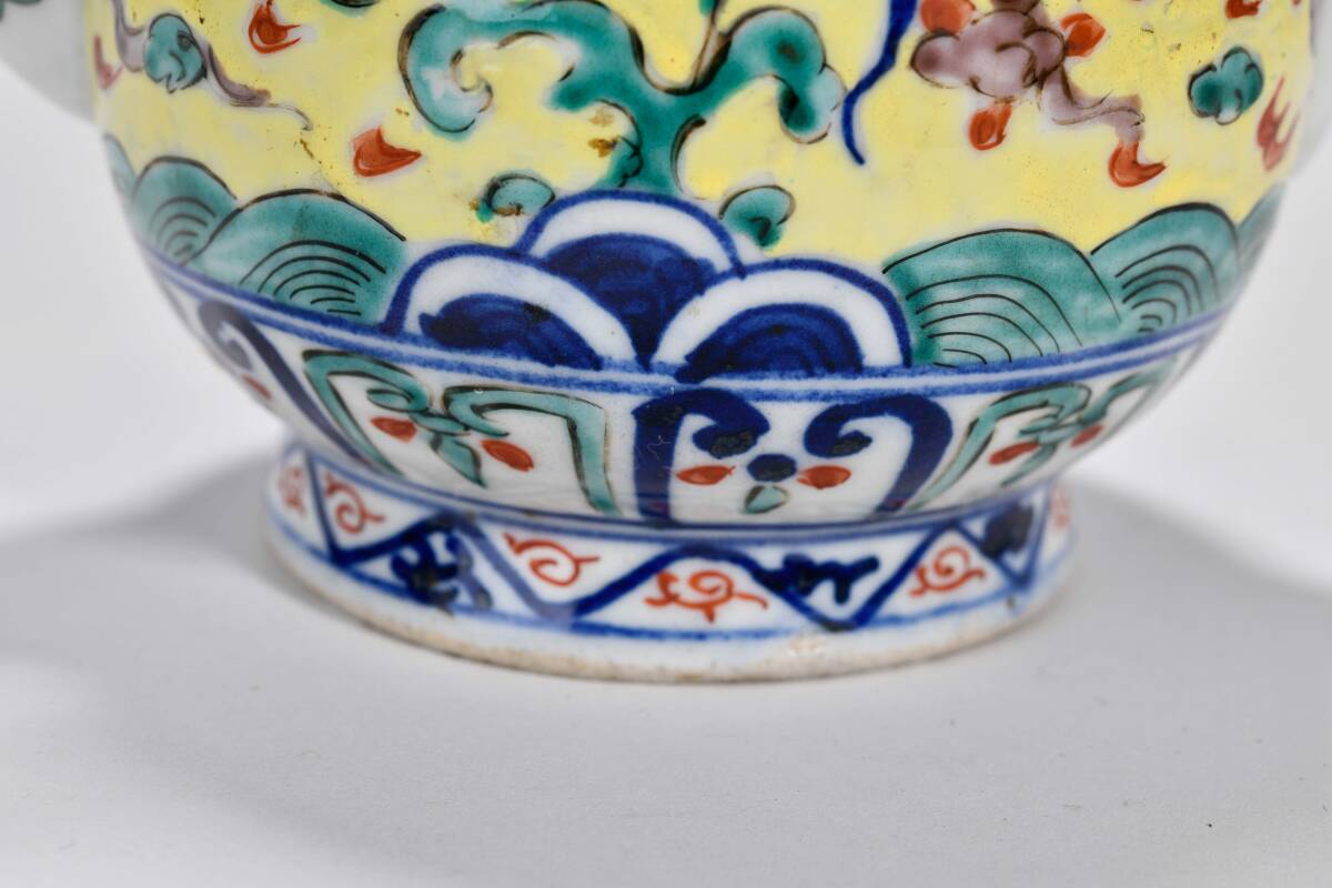 中国古玩 色絵 五彩 龍鳳紋 水注 急須 酒器 大明万暦年製 唐物 br10026_画像6