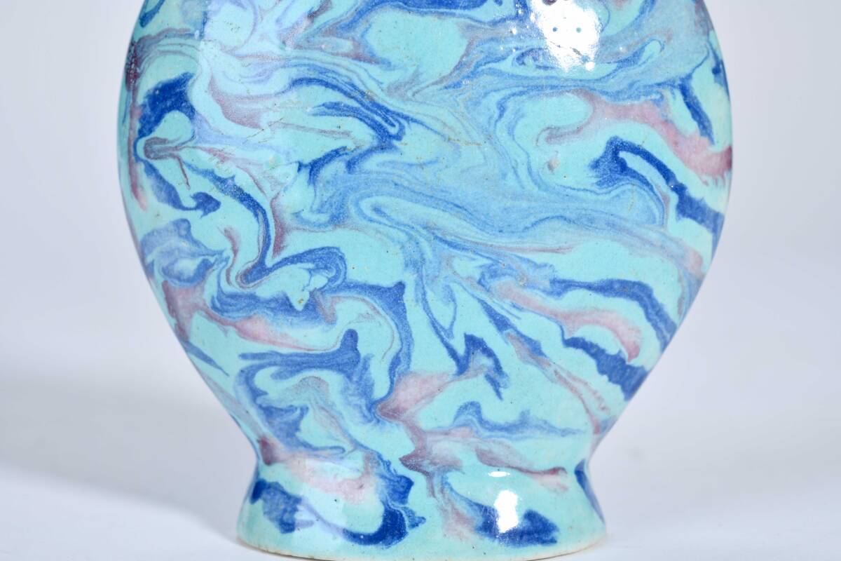 中国美術 藍釉 絞胎 花瓶・唐物 br1042_画像4