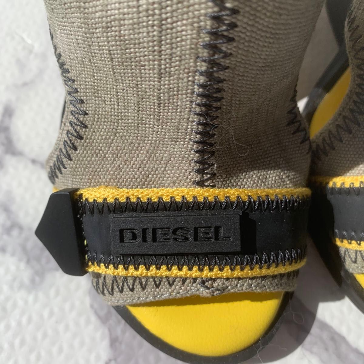 diesel  ブーツ　サンダル　 パンプス　ブラック　イエロー　デニム　37  美品　ウェッジソール　チャンキーヒール　太ヒール