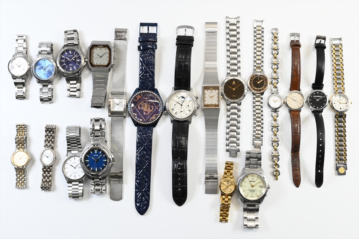 2●美品 SEIKO/TENSHODO/LONGINES/CITIZEN/FOSSIL/YSL/GUESS/XC/JACOBS/COACH 腕時計20点セット売り クオーツ 電波 大量まとめ売りジャンク_画像2