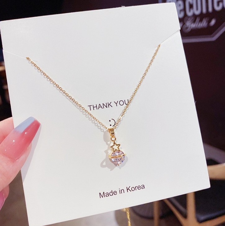 スタープレネットダイヤCZ ゴールドネックレス necklace Gold Plated 18KGP レディース 44の画像2