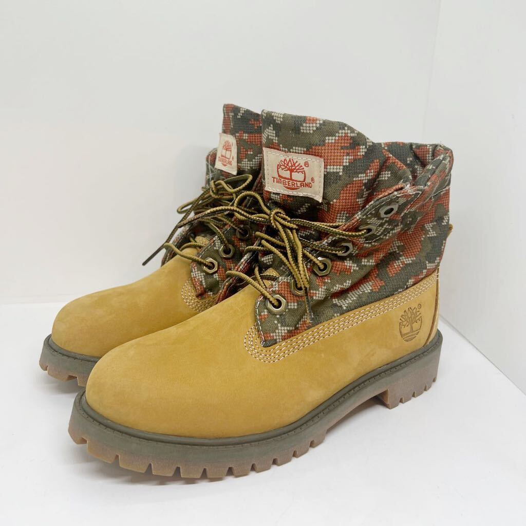  rare unused *Timberland Timberland roll top digital duck camouflage 6 -inch US3.5 22cm yellow boots boys n back records out of production 