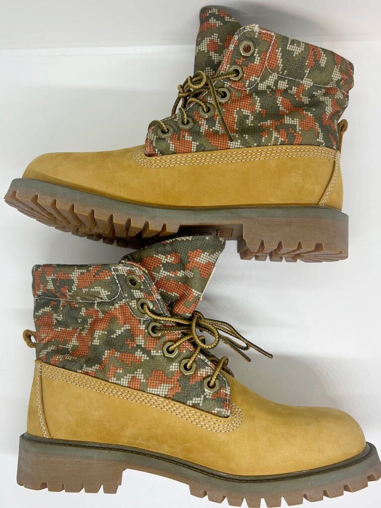  rare unused *Timberland Timberland roll top digital duck camouflage 6 -inch US3.5 22cm yellow boots boys n back records out of production 