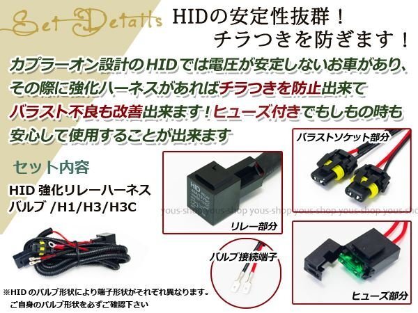 HID 電源強化 リレーハーネス H1 H3 H3C ヘッドライト フューズ 電圧 安定 ユニット 12V 35W/55W 防水 専用カプラー フォグランプの画像2