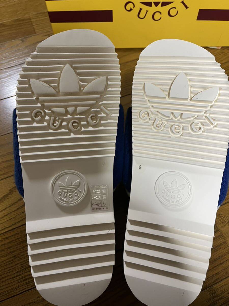  новый товар adidas Adidas GUCCI сотрудничество сандалии размер 8 Япония размер примерно 27 см Gucci Adidas синий blue пирог ru земля 