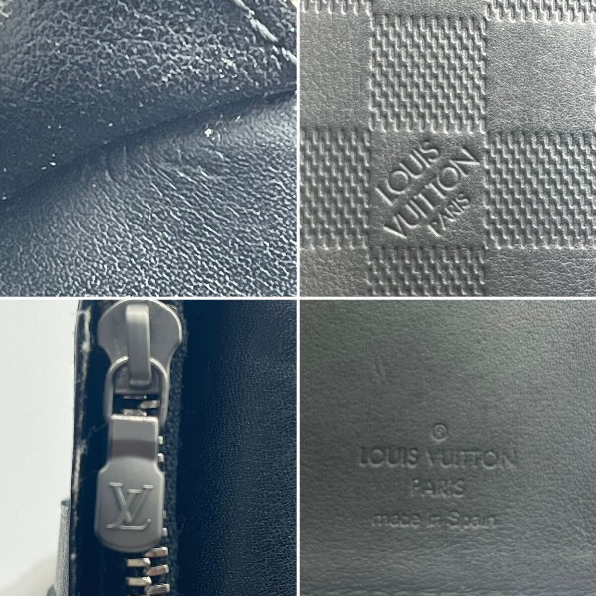 【極美品】ルイヴィトン Louis Vuitton ダミエ ポルトフォイユ ブラザ アンフィニ 長財布 レザー ブラック メンズ_画像10