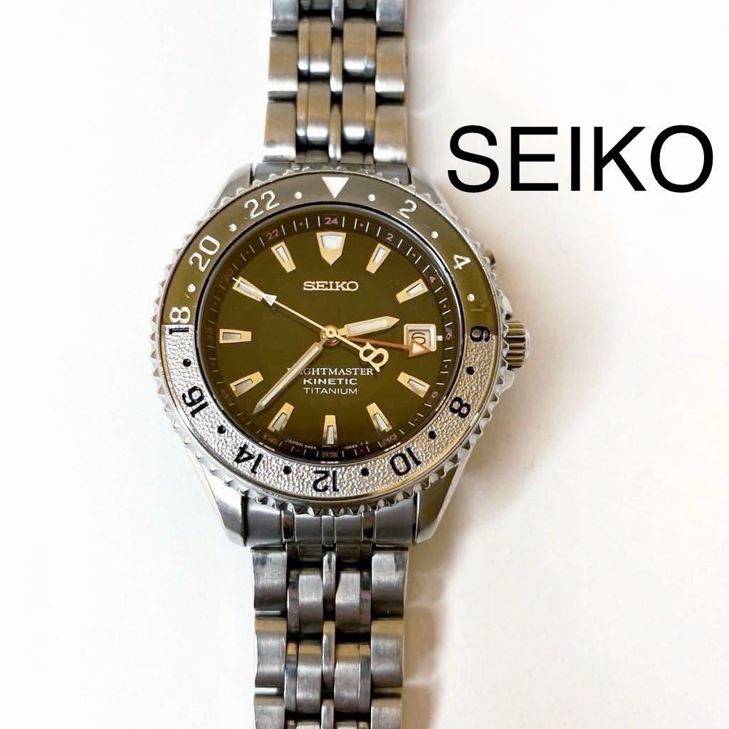 SEIKO セイコー KINETIC スポーツ フライトマスター 5M65-0A50 チタンモデル メンズ腕時計 稼働品 廃盤モデル 希少品_画像1