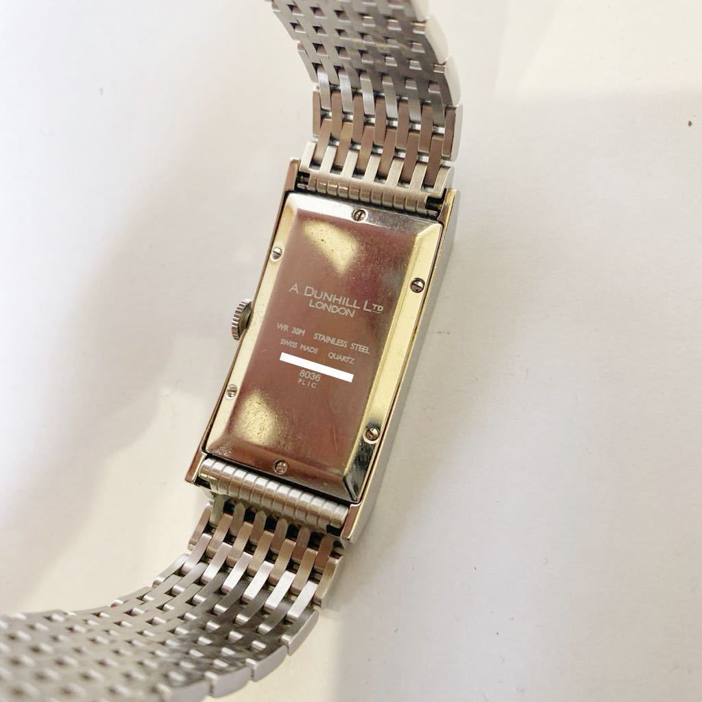 dunhill ダンヒル 腕時計 ウェイファー 8036 ドレスウォッチ スクエアケース メンズモデル クォーツ式 ホワイト文字盤 メンズ腕時計 稼働品の画像10