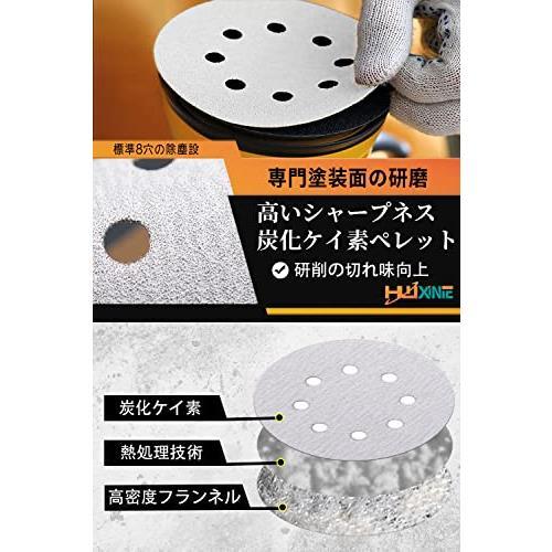 ★#120番★ サンダーペーパー 125mm 丸型 サンディングディスク #120番 50枚入 マジック式 ディスクペーパー 8穴_画像3