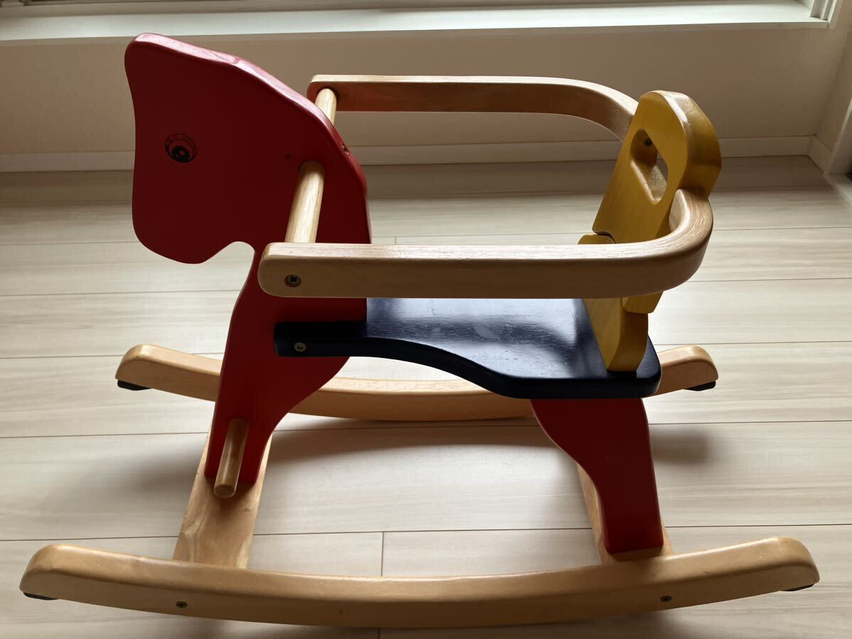  木馬 室内乗用玩具 木製玩具 木製シーソー 乗馬 乗り物 キッズ 子供用 木のおもちゃ 30×62×53cmの画像2