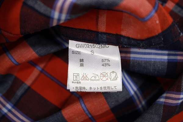 2T1890【クリックポスト対応商品】グローバルワーク 麻混 半袖チェックシャツ GLOBALWORK_画像4