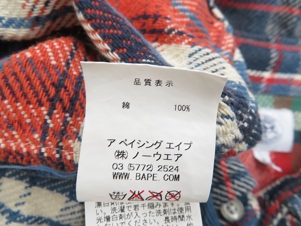 6T0501■アベイシングエイプ クレイジーパターンチェックネルシャツ BAPE A BATHING APE_画像4