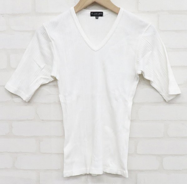 6T5202【クリックポスト対応】 RJB 5分袖VネックリブTシャツの画像1