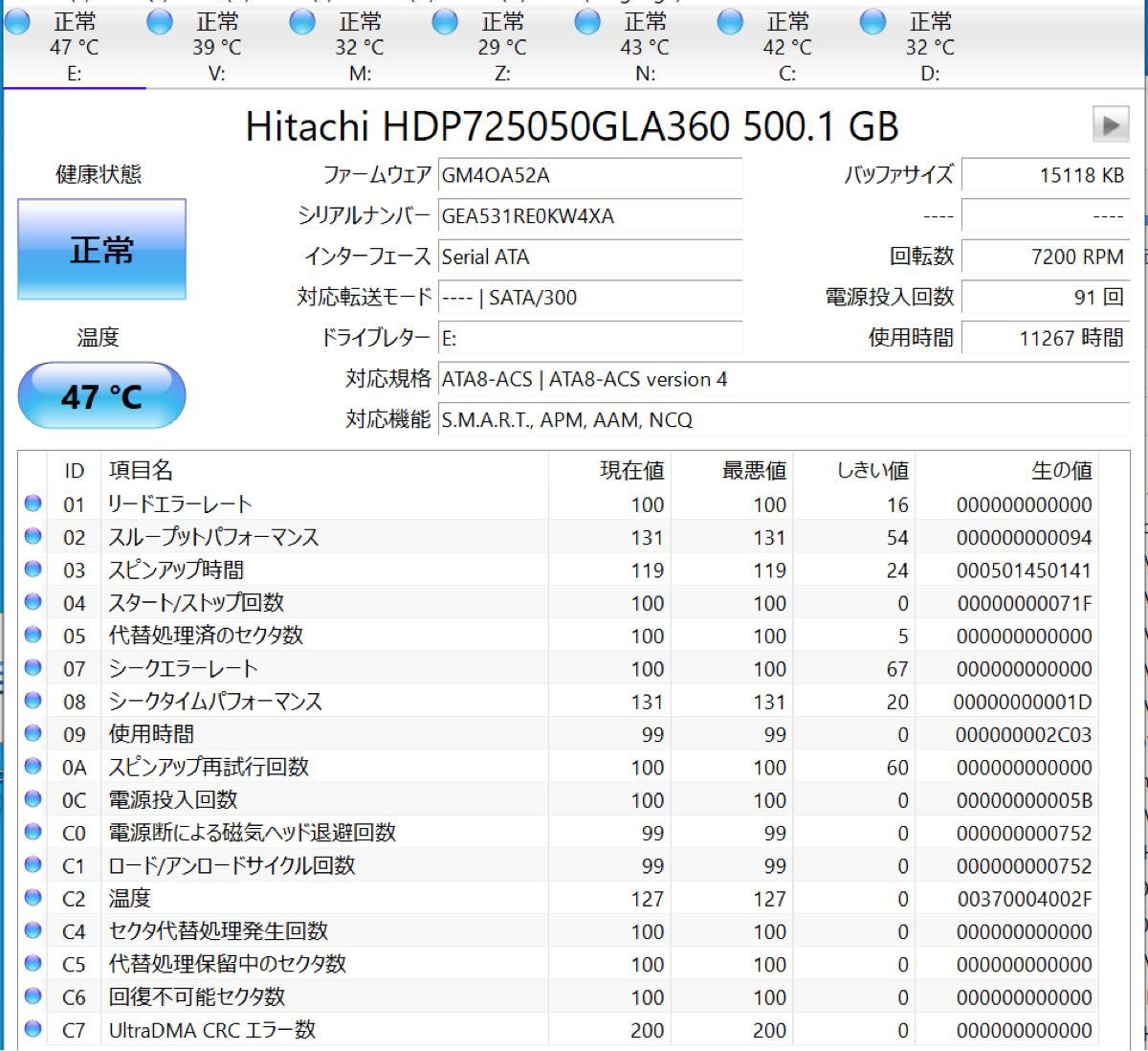 500GB ハードディスク HDD 内蔵 3.5インチ 日立製