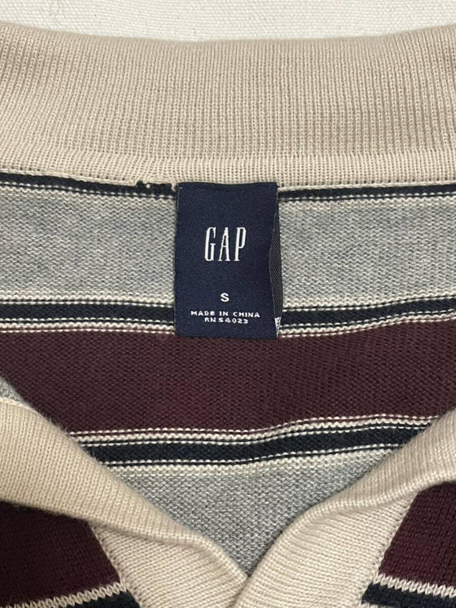 old GAP コットンニット ラガーシャツ ボーダー プルオーバー ポロシャツ オールドギャップ スキッパー 長袖 コットン メンズ セーターの画像8