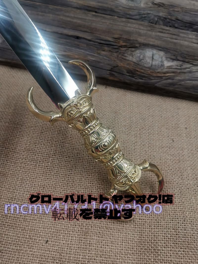 真鍮製 三鈷剣 三鈷柄剣 宝剣 法剣 (全長39cm×巾2.3cm)護摩で使 真鍮製 三鈷剣 三鈷柄剣 宝剣 法剣 (全長39cm×巾2.3cm)護摩で使