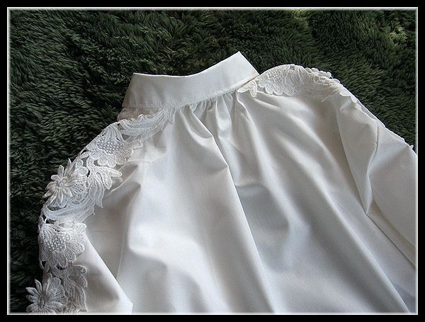 ◆Rose◇訳あり送料無料・大人フェミニン♪クロシェレースのお袖が素敵・上質ブロード生地のシャツチュニック/ホワイト_画像5