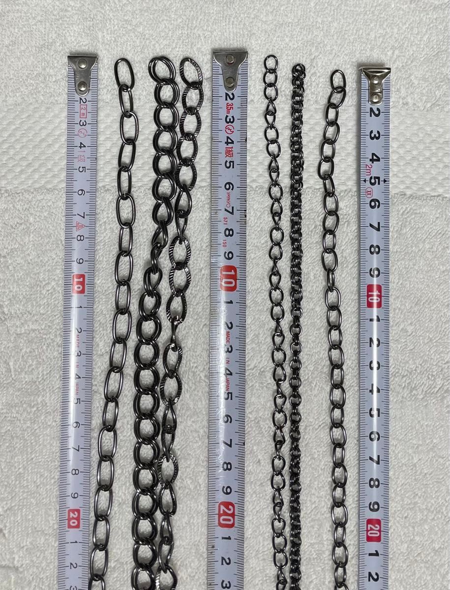 ハンドメイド素材　チェーン6種類セット　　長さ60cm前後（約50cm〜70cm）ネックレス　ウォレットチェーン　バックチェーン