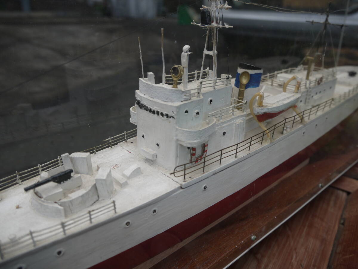 【HD40321】ハンドメイド 海上保安庁 巡視船？ 模型 台座付き 幅約56㎝ 高さ約17㎝ インテリア オブジェ 艦船 置物の画像6