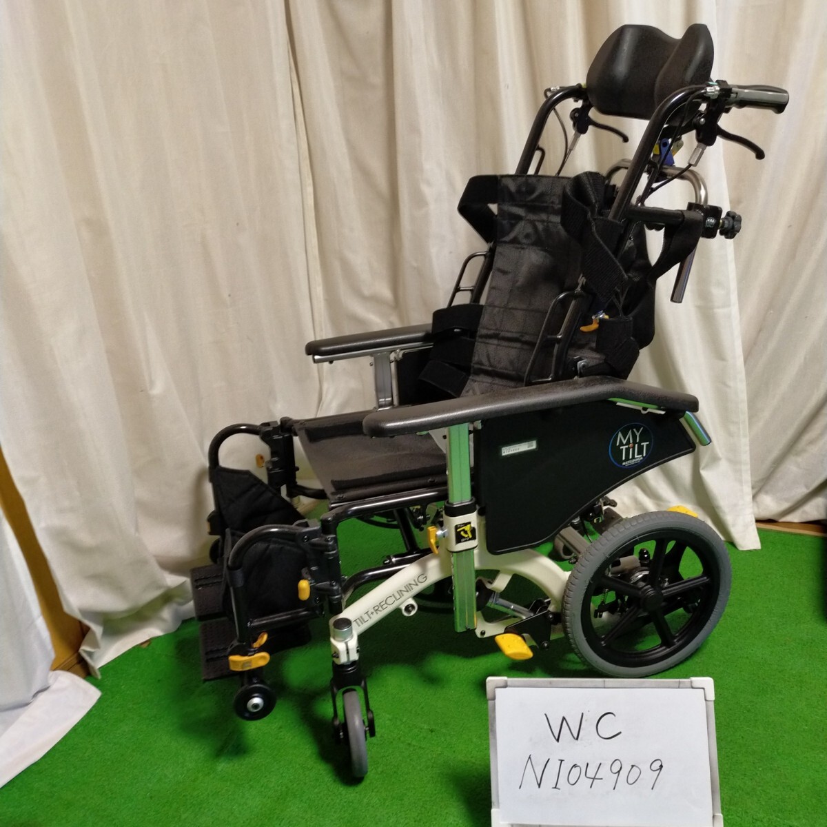 (WC-NI04909) 中古 ティルト＆リクライニング 車椅子 松永製作所 マイチルト・ミニ３D MH-SRL 介護 車いす 車イス_画像1