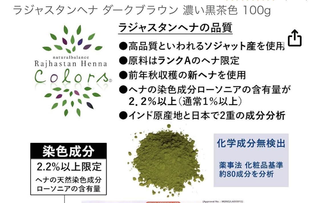 ラジャスタンヘナ ダークブラウン 濃い黒茶色 100g_画像5