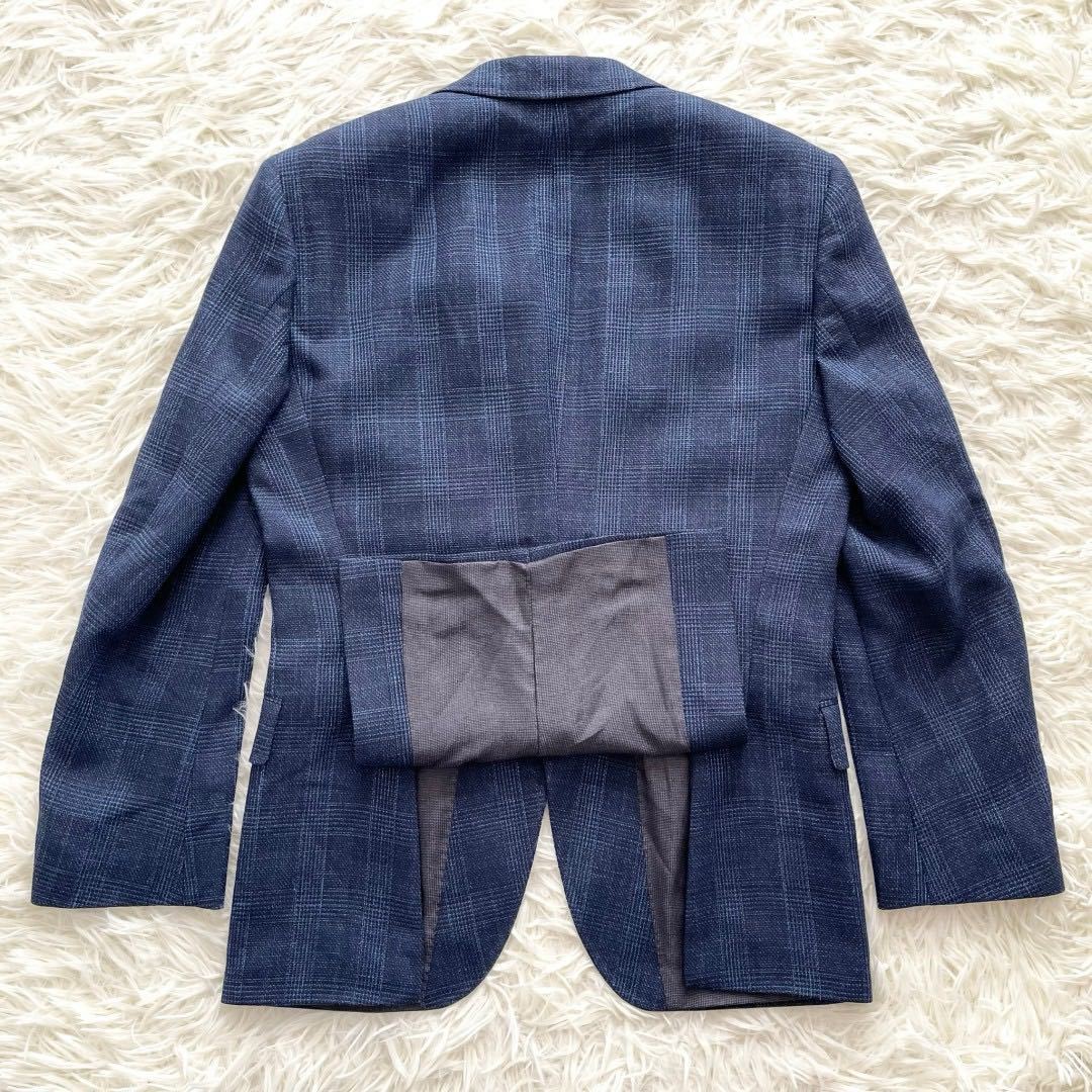 極美品 ヒューゴボス BOSS テーラードジャケット ネイビー 48 HUGO BOSS【極美品 フェイクチーフ】テーラードジャケット 紺